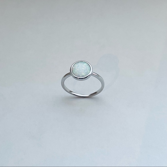 ⭐️TOP SELLER⭐️ Sterling Silver White Lab Opal Ring, Silver Rings, Stone Ring - Picture 6 of 14